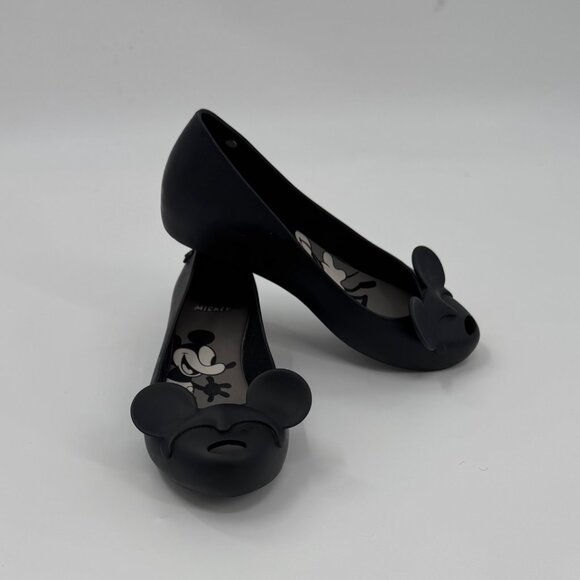 Melissa Shoes - Melissa Mickey & Minnie Mouse Black Peep Toe Flats - Womens Size 5
